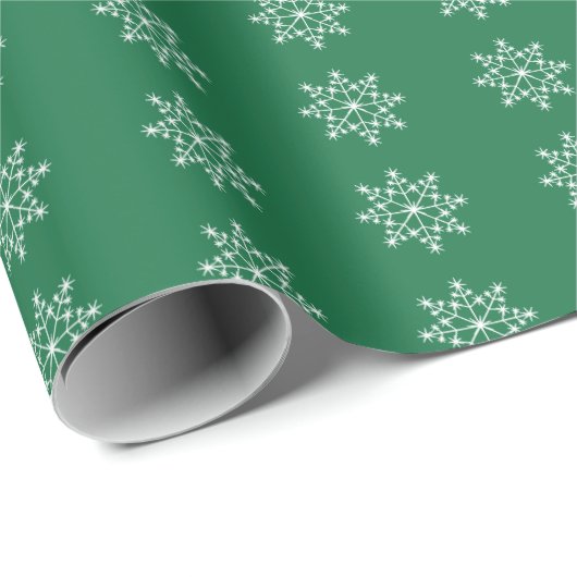 Snowflake Holiday Design Donkergroene kerstmis Cadeaupapier (Rol Hoek)