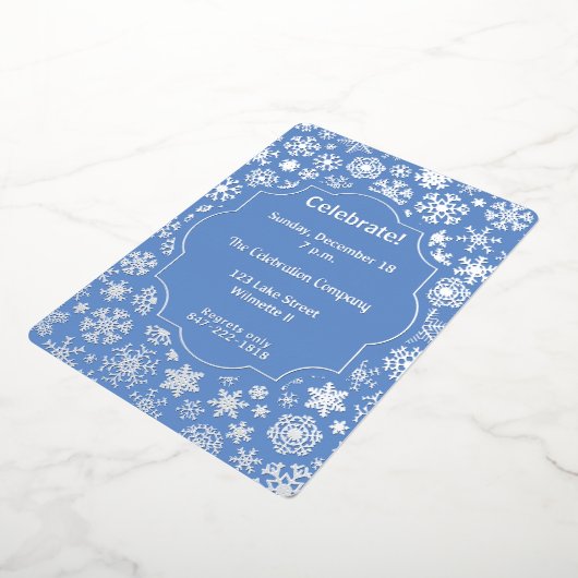 Snowflake Holiday Folie Uitnodiging (Gedraaid)