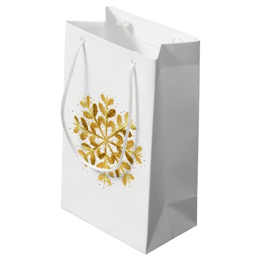 Snowflake Holiday Gift Bag Klein Cadeauzakje (Achterkant Gekanteld)