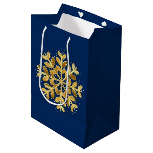 Snowflake Holiday Gift Bag Medium Cadeauzakje (Voorkant Gekanteld)