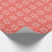 Snowflake Holiday Gift Wrap - Koraal & Wit Cadeaupapier (Hoek)