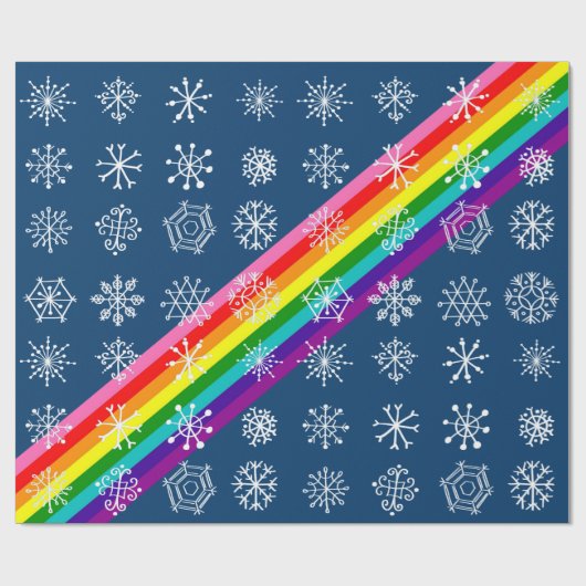 Snowflake Holiday Gift Wrap met Regenboog Cadeaupapier (Vlak)