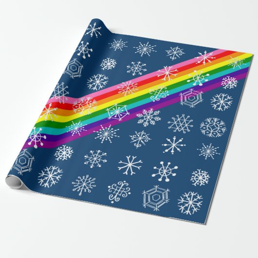 Snowflake Holiday Gift Wrap met Regenboog Cadeaupapier (Uitgerold)