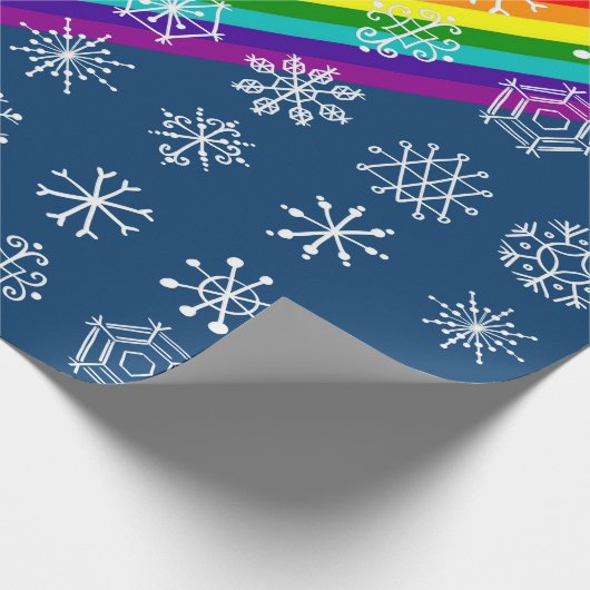 Snowflake Holiday Gift Wrap met Regenboog Cadeaupapier (Hoek)