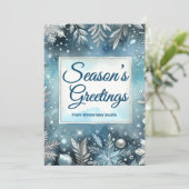 Snowflake Holiday Kaart | Bedrijf Logo Upload (Staand voorkant)