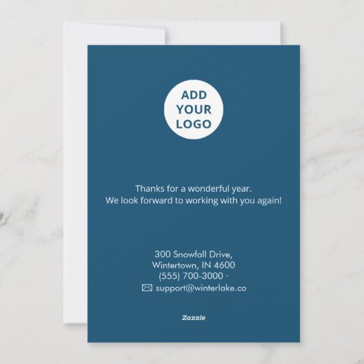 Snowflake Holiday Kaart | Bedrijf Logo Upload (Achterkant)