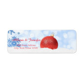 Snowflake Holiday Kerstbal Rood Etiket (Voorkant)