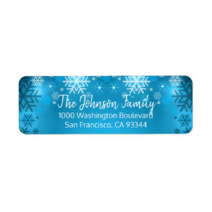 SNOWFLAKE Holiday Kerstmis Blue Return Address Etiket