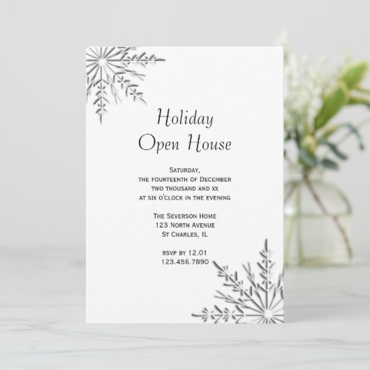 Snowflake Holiday Open House Kaart (Staand voorkant)