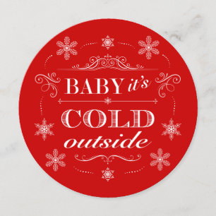 Snowflake Holiday Party Baby Het is buiten koud Kaart