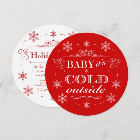 Snowflake Holiday Party Baby Het is koud buiten Kaart (Voorkant / Achterkant)