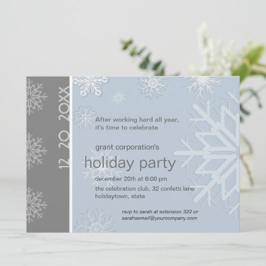 Snowflake Holiday Party Kaart (Staand voorkant)