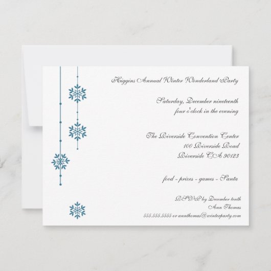 Snowflake Holiday Party Uitnodigingen (Achterkant)
