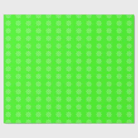 Snowflake Holiday Pattern Neon Green Kerstmis Cadeaupapier (Vlak)
