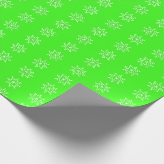Snowflake Holiday Pattern Neon Green Kerstmis Cadeaupapier (Hoek)