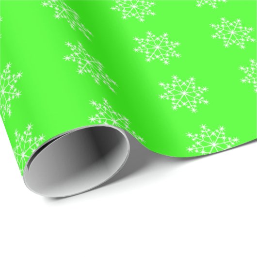 Snowflake Holiday Pattern Neon Green Kerstmis Cadeaupapier (Rol Hoek)