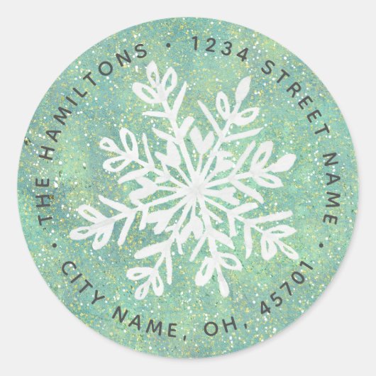 Snowflake Holiday Return Address Labels (Voorkant)
