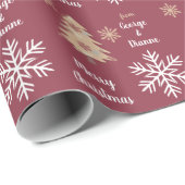 Snowflake Holiday Tree Pattern op Maroon Cadeaupapier (Rol Hoek)