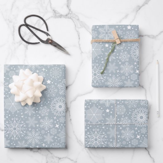 Snowflake Holiday Wrapping Paper Sheets (Voorkant)