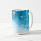 Snowflake Ice Blue Gepersonaliseerd Citaat en Naam Koffiemok (Voorkant rechts)