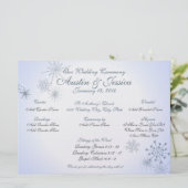 Snowflake Ice Blue Wedding Programme Kaart (Staand voorkant)