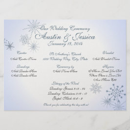 Snowflake Ice Blue Wedding Programme Kaart