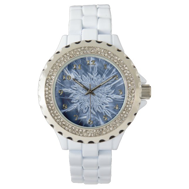 Snowflake Ice Crystal Horloge (Voorkant)