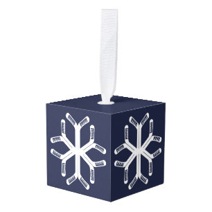 Snowflake Ice Hockey Sticks Holiday Decoration Ornament