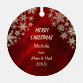 Snowflake Ice Skater op rood Metalen Ornament (Achterkant)