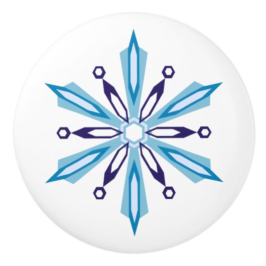 Snowflake Icy Winter Colors Keramische Knop (Voorkant)