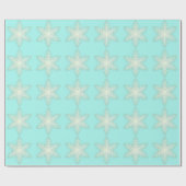 Snowflake ijskant winterwit en blauwgroen elegant cadeaupapier (Vlak)