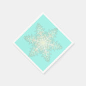Snowflake ijskant winterwit en blauwgroen elegant servet (Hoek)