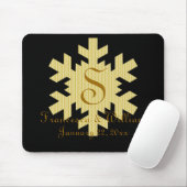 "Snowflake in Gold & White Pset" - Monogram (1) Muismat (Met muis)