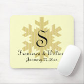 "Snowflake in Gold & White Pset" - Monogram (1) Muismat (Met muis)