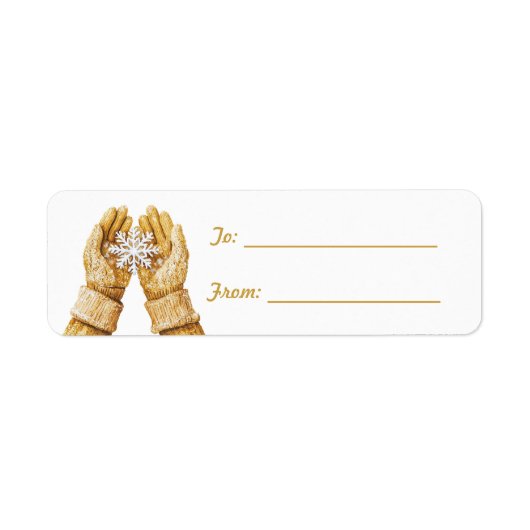 Snowflake in Honey Gold Gloves Christmas  Etiket (Voorkant)