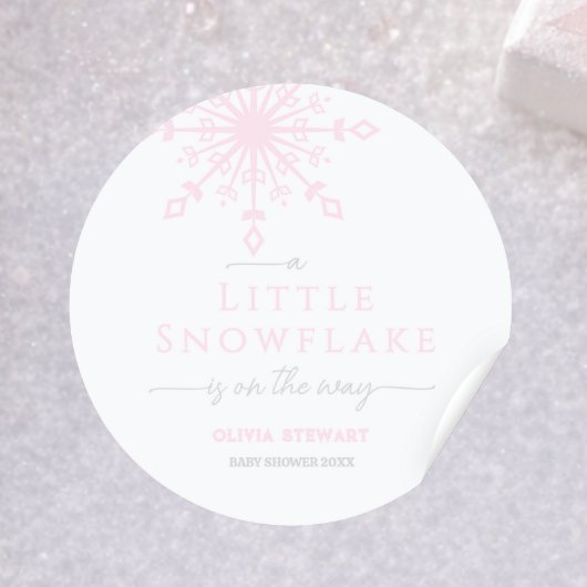Snowflake is on the way Winter Baby Shower Ronde Sticker