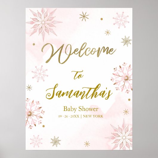 Snowflake is onderweg naar het Baby shower Welkoms Poster (Voorkant)