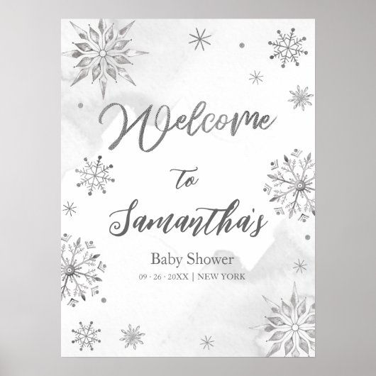 Snowflake is onderweg naar het Baby shower Welkoms Poster (Voorkant)