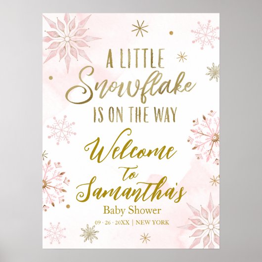 Snowflake is onderweg naar het Baby shower Welkoms Poster (Voorkant)