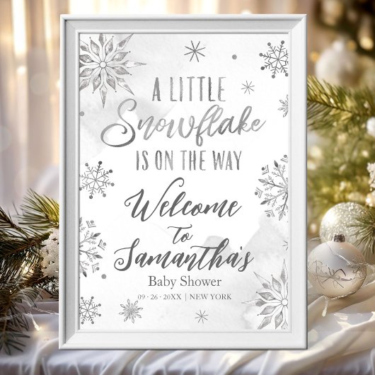 Snowflake is onderweg naar het Baby shower Welkoms Poster
