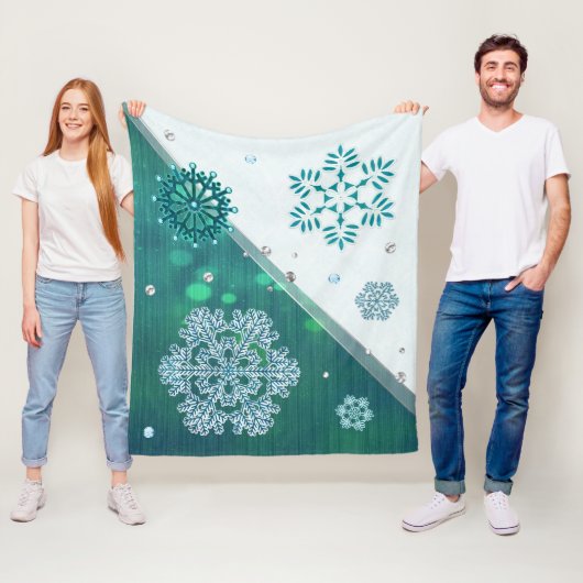 Snowflake Jeweled 3D Fleece Deken (In situ)