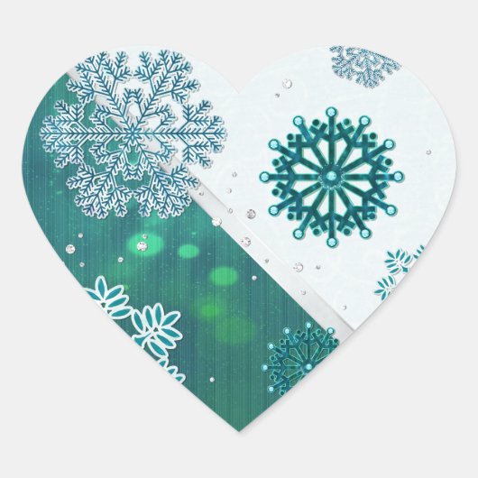 Snowflake Jeweled 3D Hart Sticker (Voorkant)