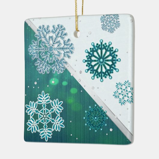 Snowflake Jeweled 3D Keramisch Ornament (Links)