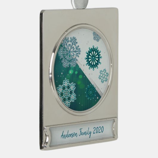 Snowflake Jeweled 3D Verzilverd Banner Ornament (Rechts)