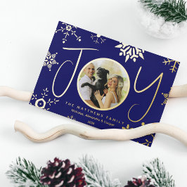 Snowflake Joy Custom Photo Folie Holiday Card Folie Feestdagenkaart