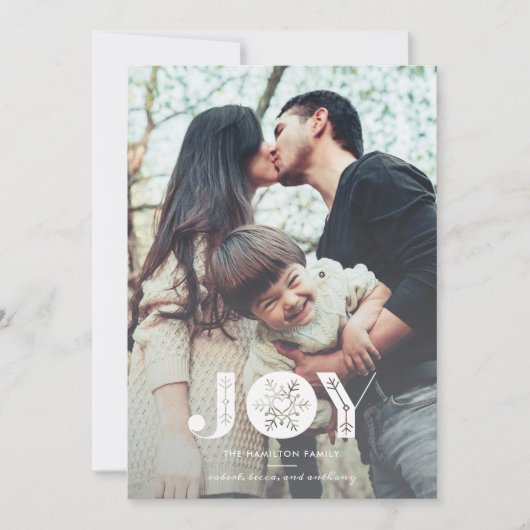 Snowflake Joy Full Bleed Kerstfoto Feestdagenkaart (Voorkant)
