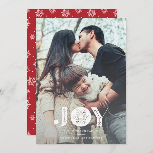 Snowflake Joy Full Bleed Kerstfoto Feestdagenkaart (Voorkant / Achterkant)