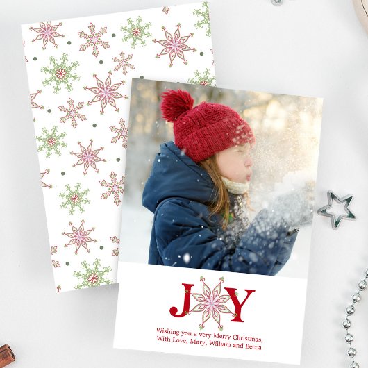 Snowflake Joy-kerstfotokaart Cute 1 Foto Feestdagenkaart
