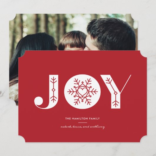 Snowflake Joy Moderne Kerst Kaarten (Voorkant / Achterkant)