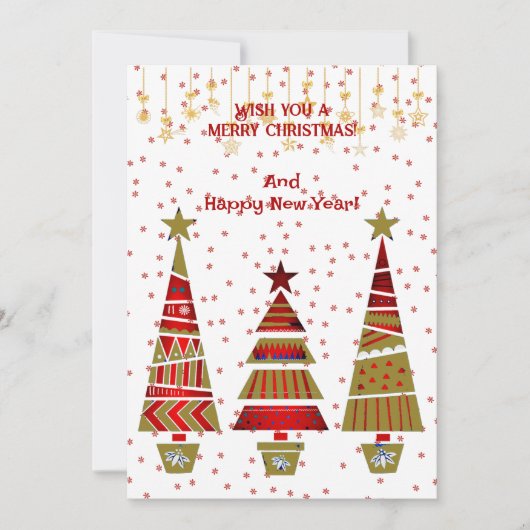 Snowflake kerst-goudsierbomen feestdagenkaart (Voorkant)